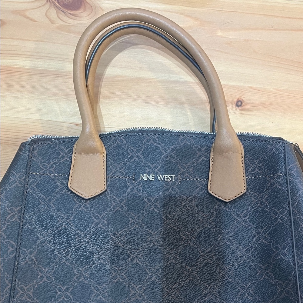 Nine West Gray and Tan Satchel
